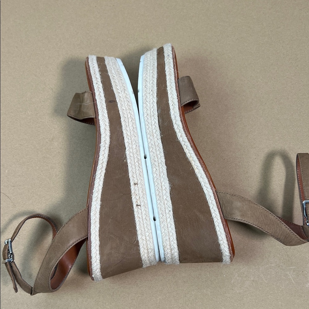 Gianni Bini espadrille brown leather ankle strap open toe platform sandals 8.5 - Picture 5 of 9